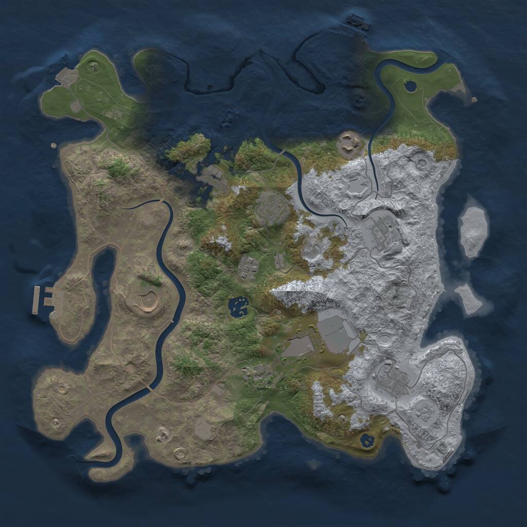 Rust Map: Procedural Map, Size: 3750, Seed: 916376461, 16 Monuments