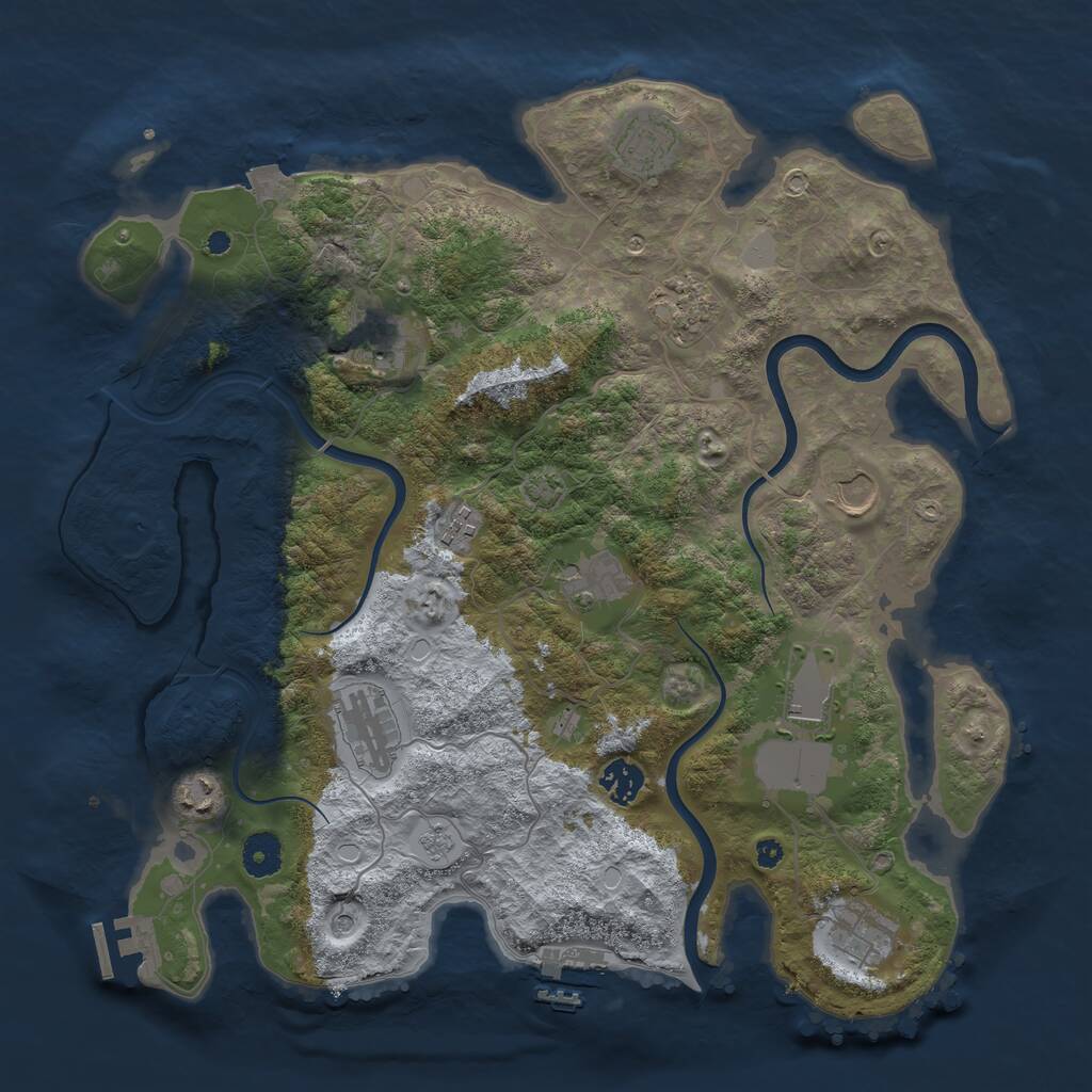Rust Map: Procedural Map, Size: 3850, Seed: 1049489987, 17 Monuments