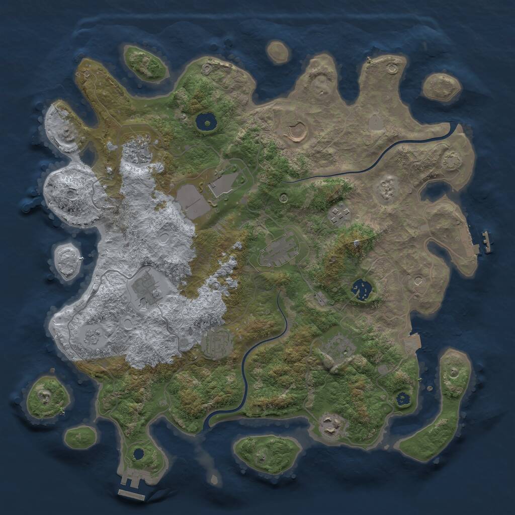 Rust Map: Procedural Map, Size: 3850, Seed: 1686910547, 16 Monuments