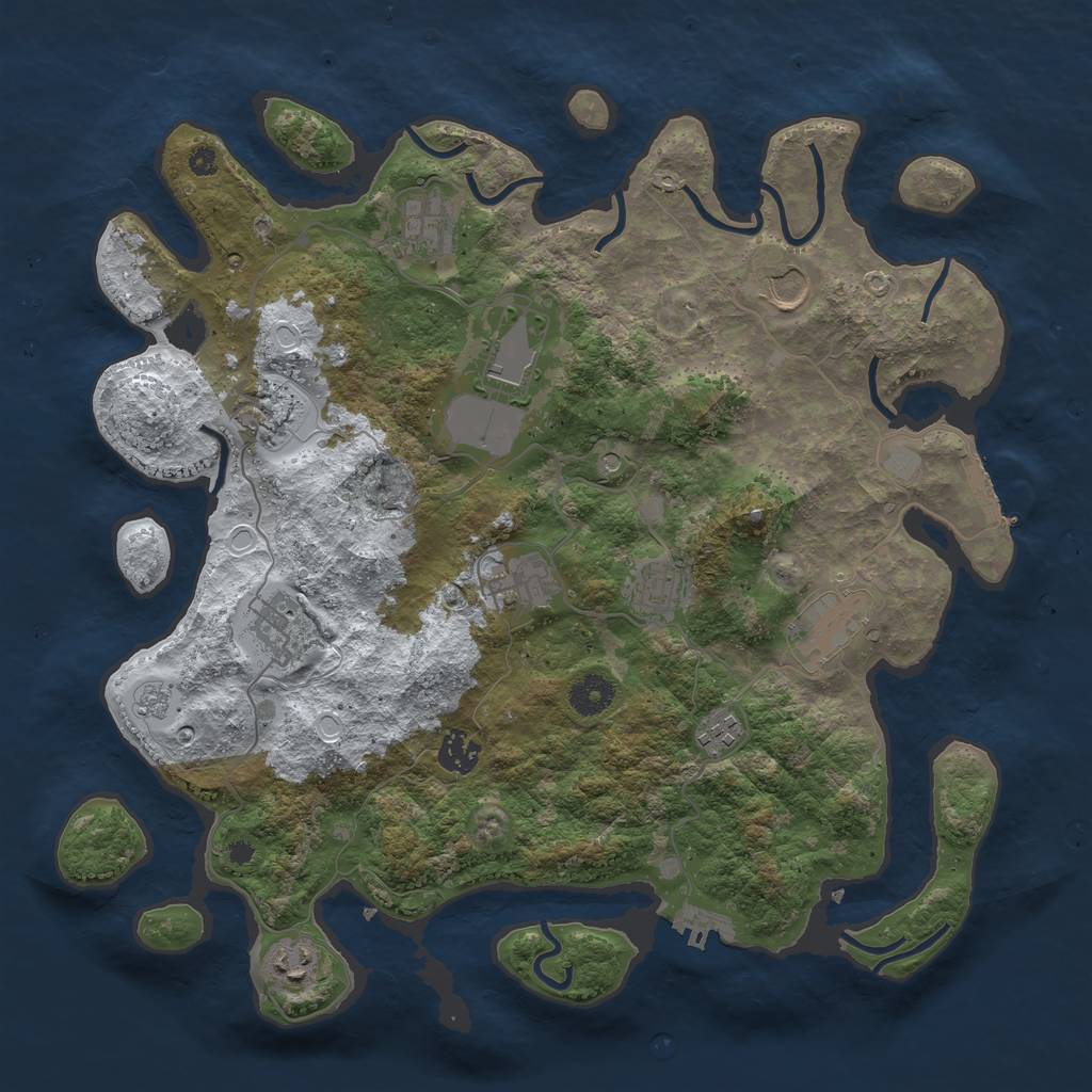 Rust Map: Procedural Map, Size: 3850, Seed: 1686910547, 20 Monuments