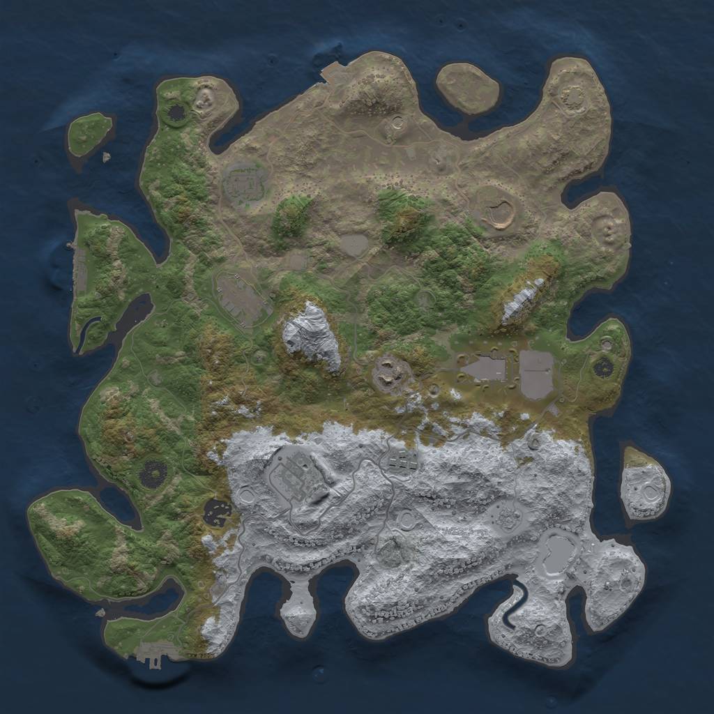 Rust Map: Procedural Map, Size: 3800, Seed: 860311025, 16 Monuments
