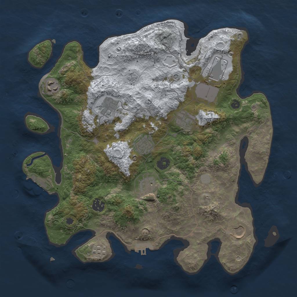 Rust Map: Procedural Map, Size: 3500, Seed: 1108876124, 18 Monuments