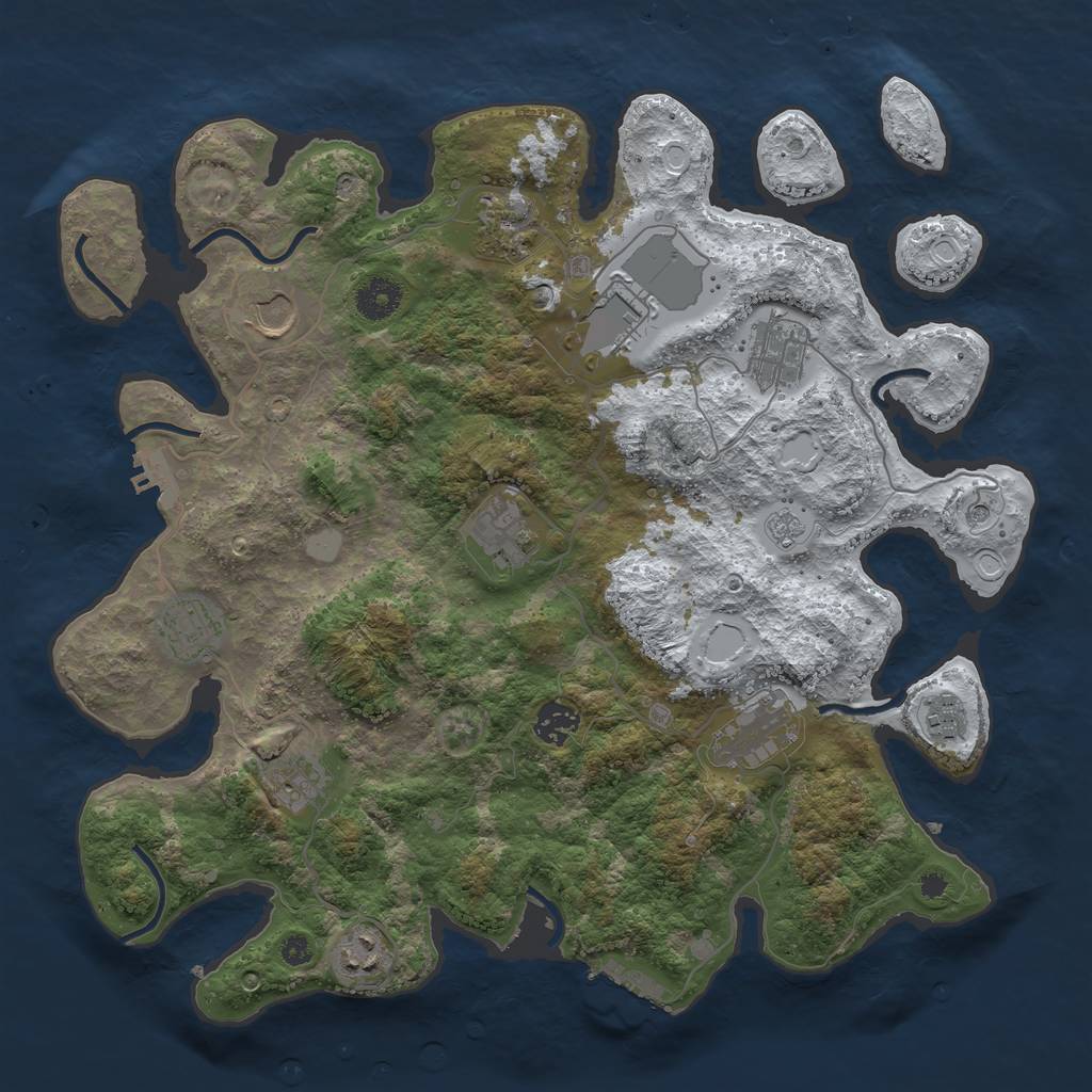 Rust Map: Procedural Map, Size: 3750, Seed: 1081283088, 20 Monuments