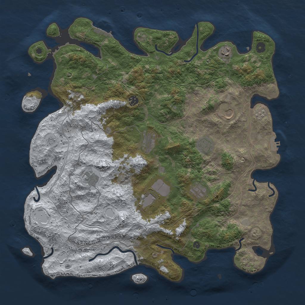 Rust Map: Procedural Map, Size: 4500, Seed: 121, 18 Monuments