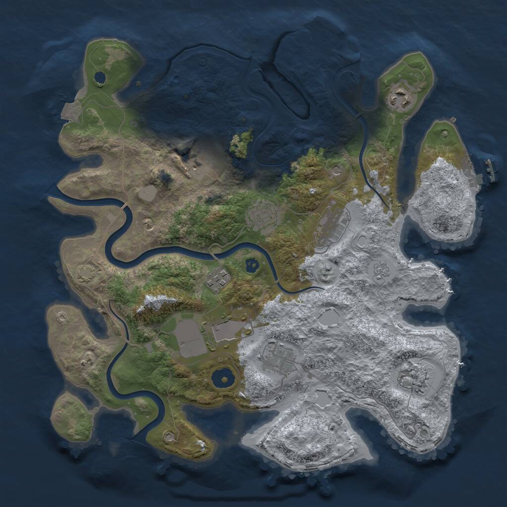 Rust Map: Procedural Map, Size: 3500, Seed: 1393936691, 14 Monuments