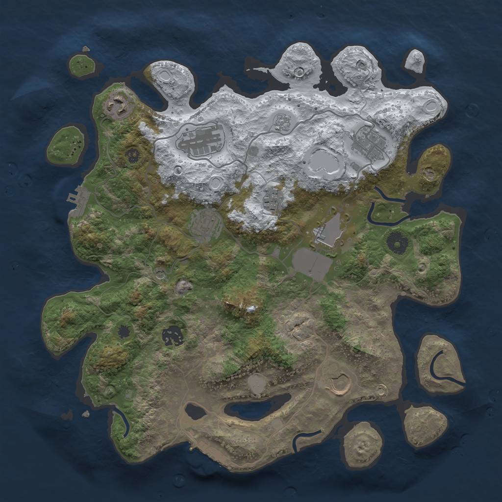 Rust Map: Procedural Map, Size: 3500, Seed: 1342098493, 17 Monuments