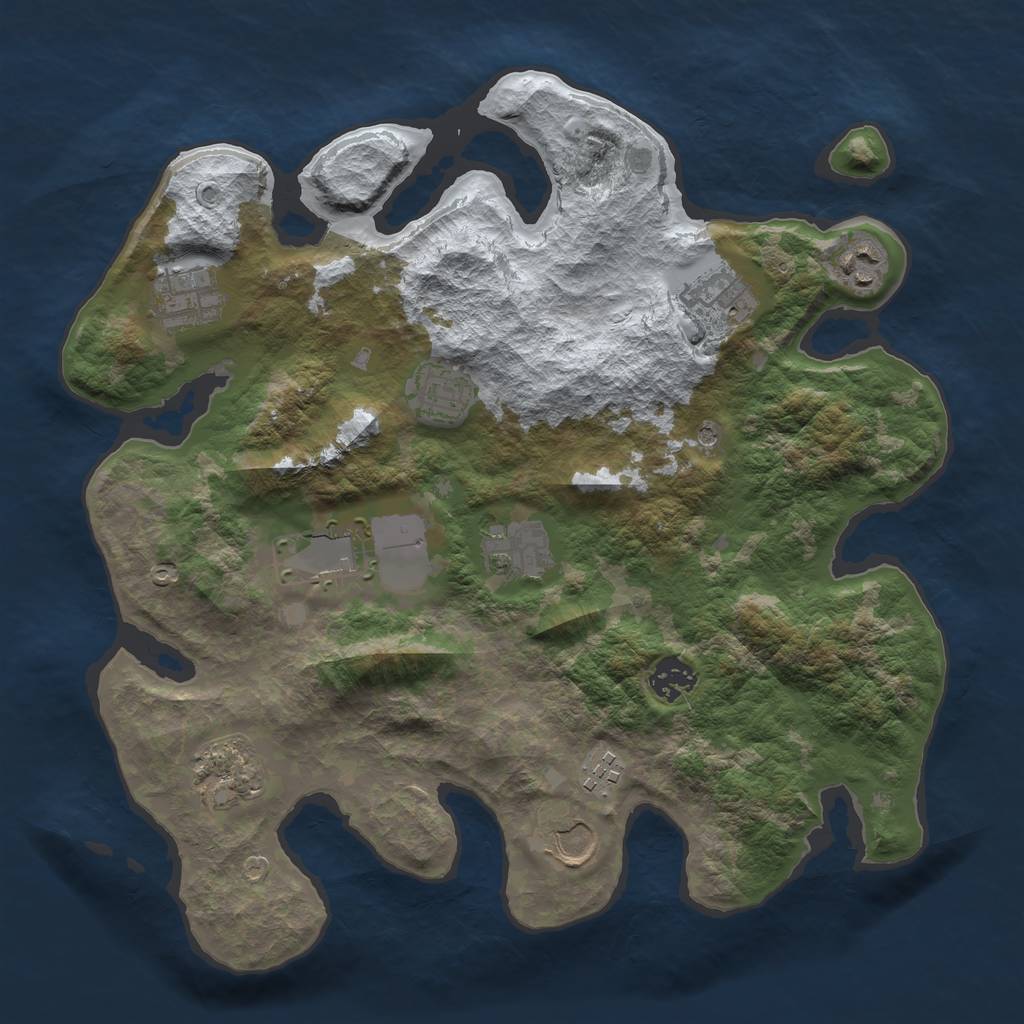 Rust Map: Barren, Size: 3500, Seed: 811226250, 13 Monuments