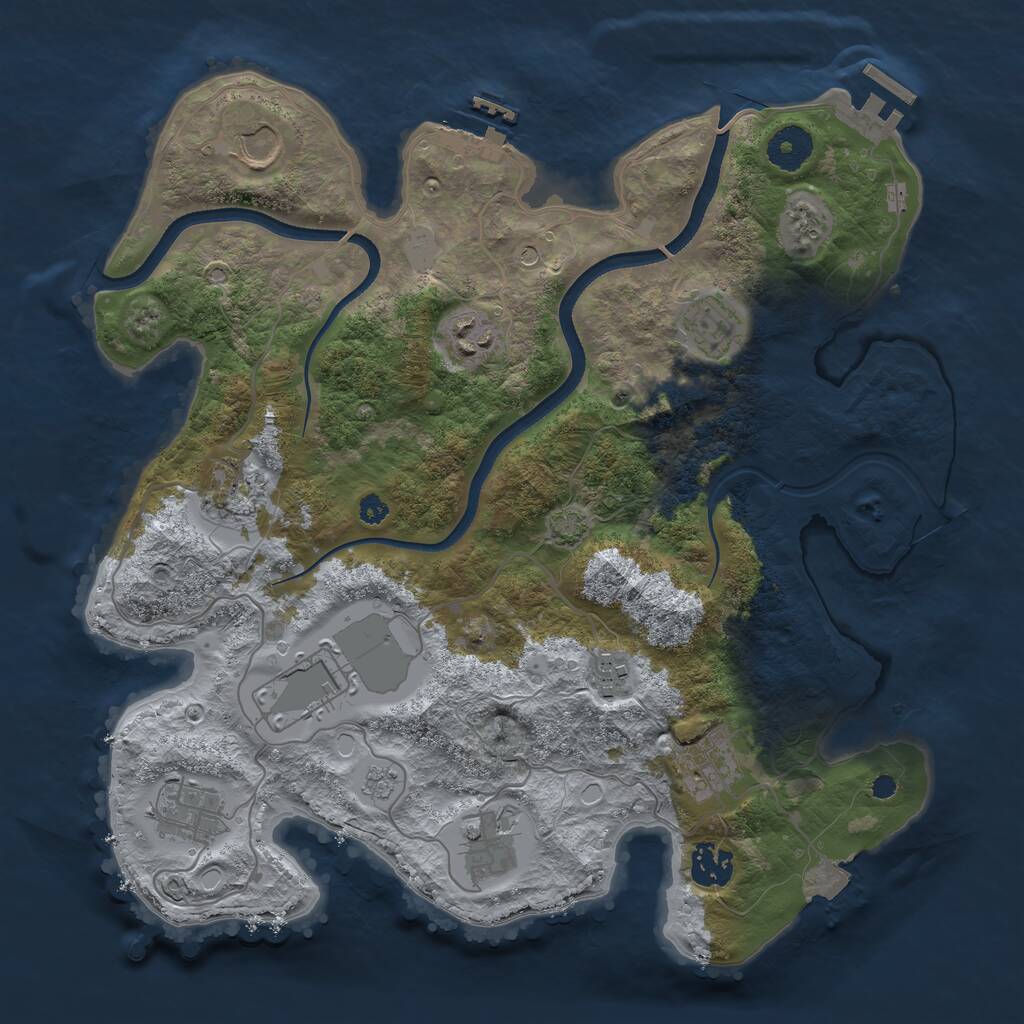 Rust Map: Procedural Map, Size: 3500, Seed: 1028626751, 16 Monuments
