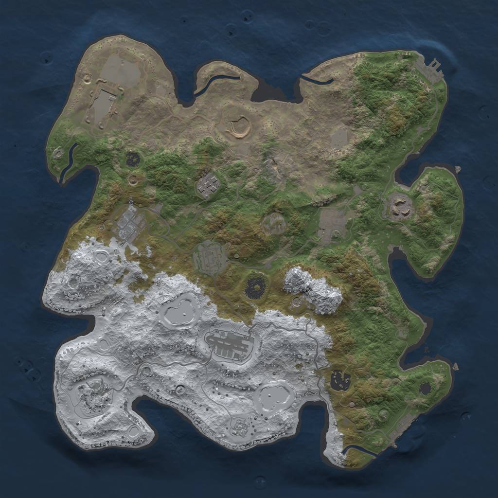 Rust Map: Procedural Map, Size: 3500, Seed: 1028626751, 19 Monuments