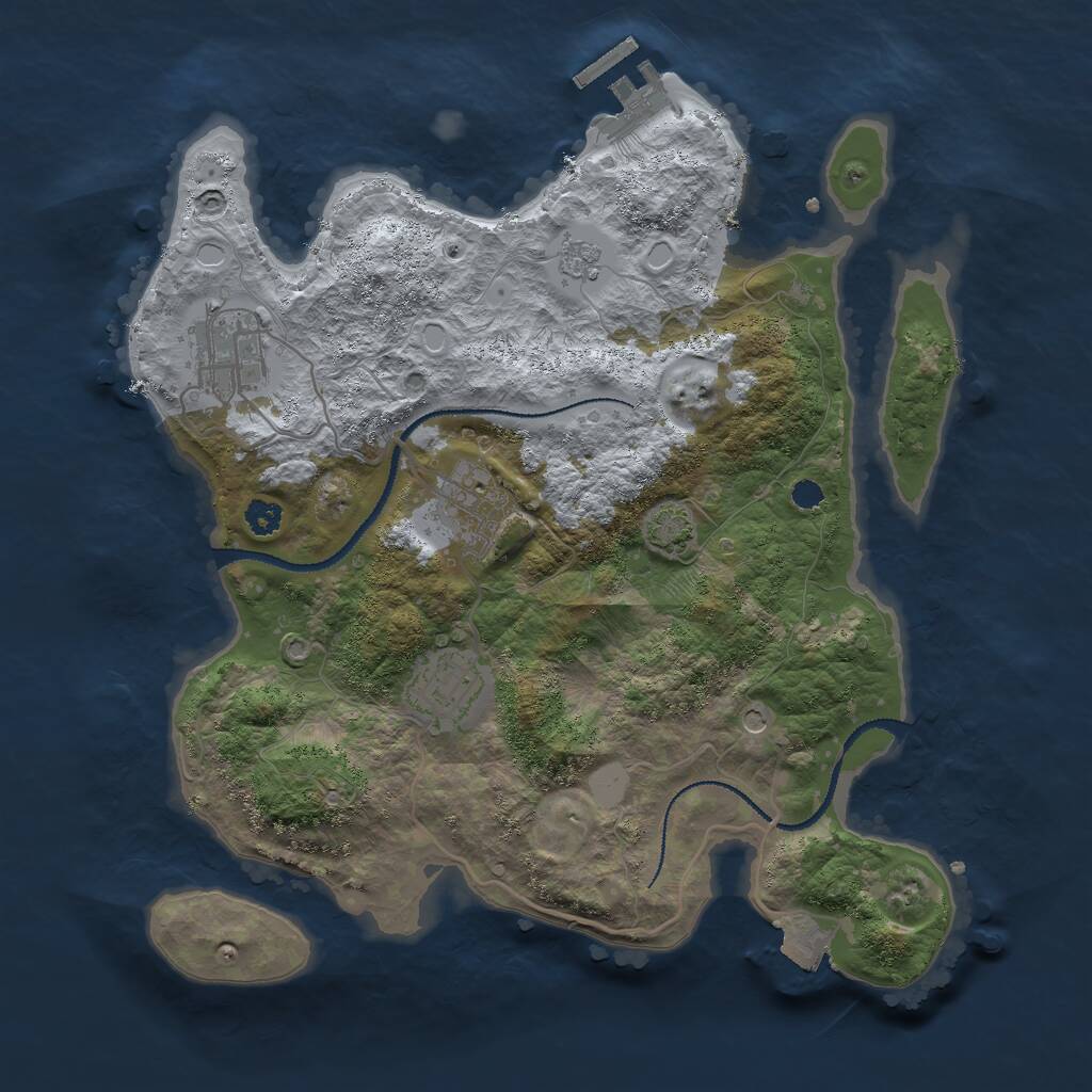 Rust Map: Procedural Map, Size: 3000, Seed: 57145190, 8 Monuments