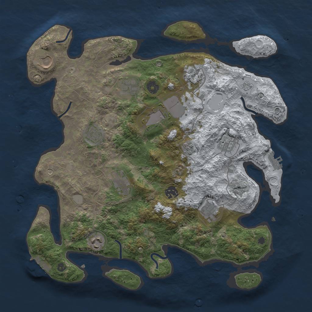 Rust Map: Procedural Map, Size: 3700, Seed: 113087020, 20 Monuments