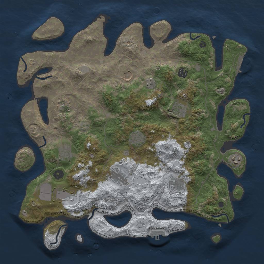 Rust Map: Procedural Map, Size: 4000, Seed: 761834078, 20 Monuments