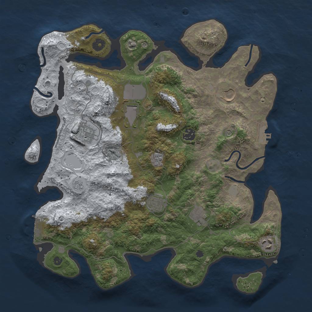 Rust Map: Procedural Map, Size: 3700, Seed: 395603496, 17 Monuments