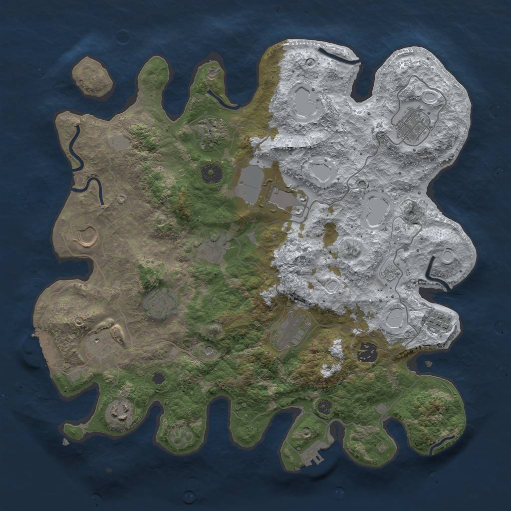 Rust Map: Procedural Map, Size: 3700, Seed: 413565300, 20 Monuments