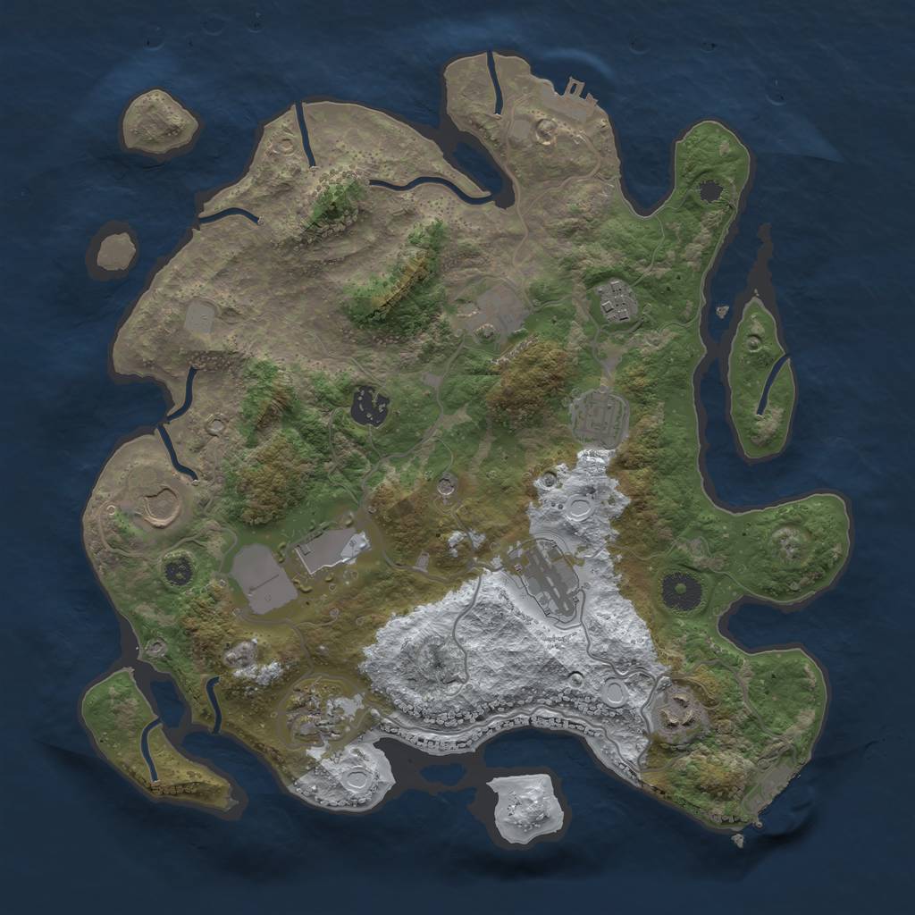 Rust Map: Procedural Map, Size: 3500, Seed: 2146907007, 17 Monuments