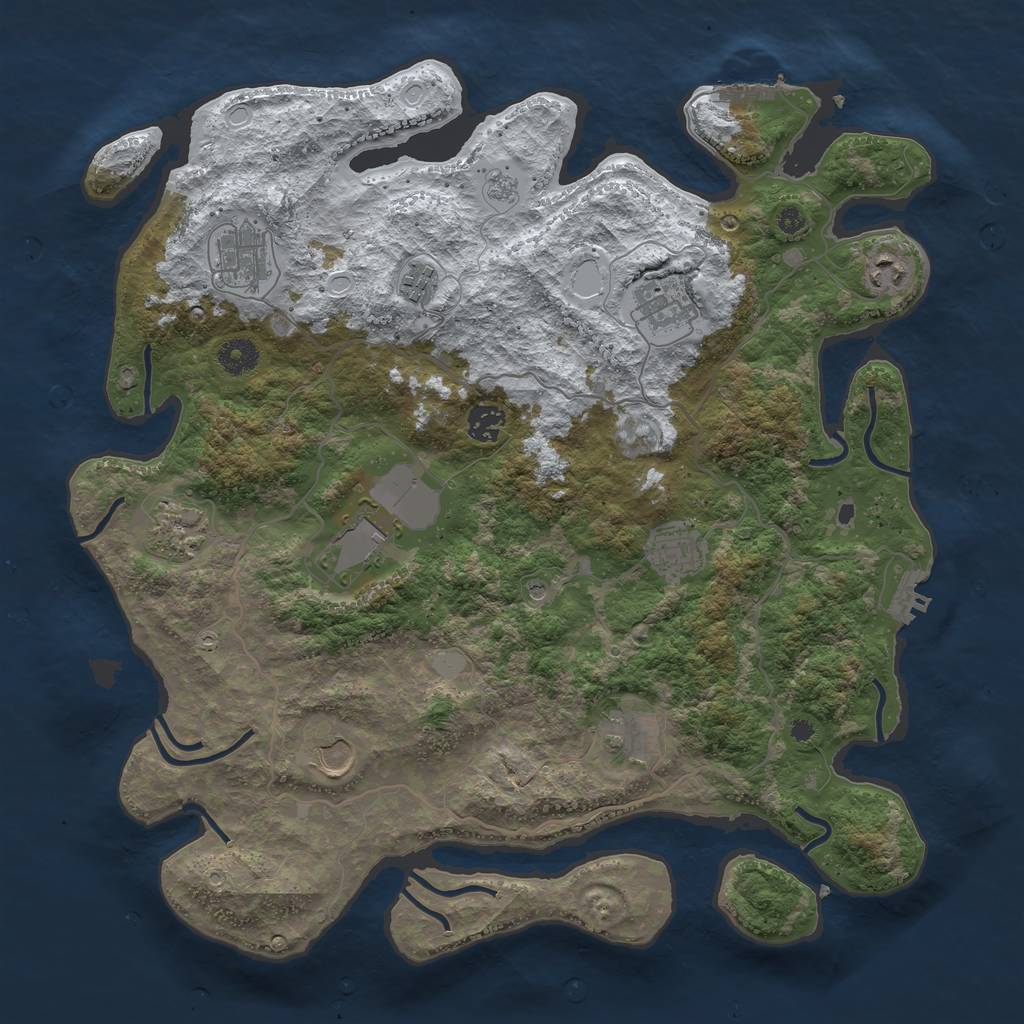 Rust Map: Procedural Map, Size: 4000, Seed: 71447144, 19 Monuments