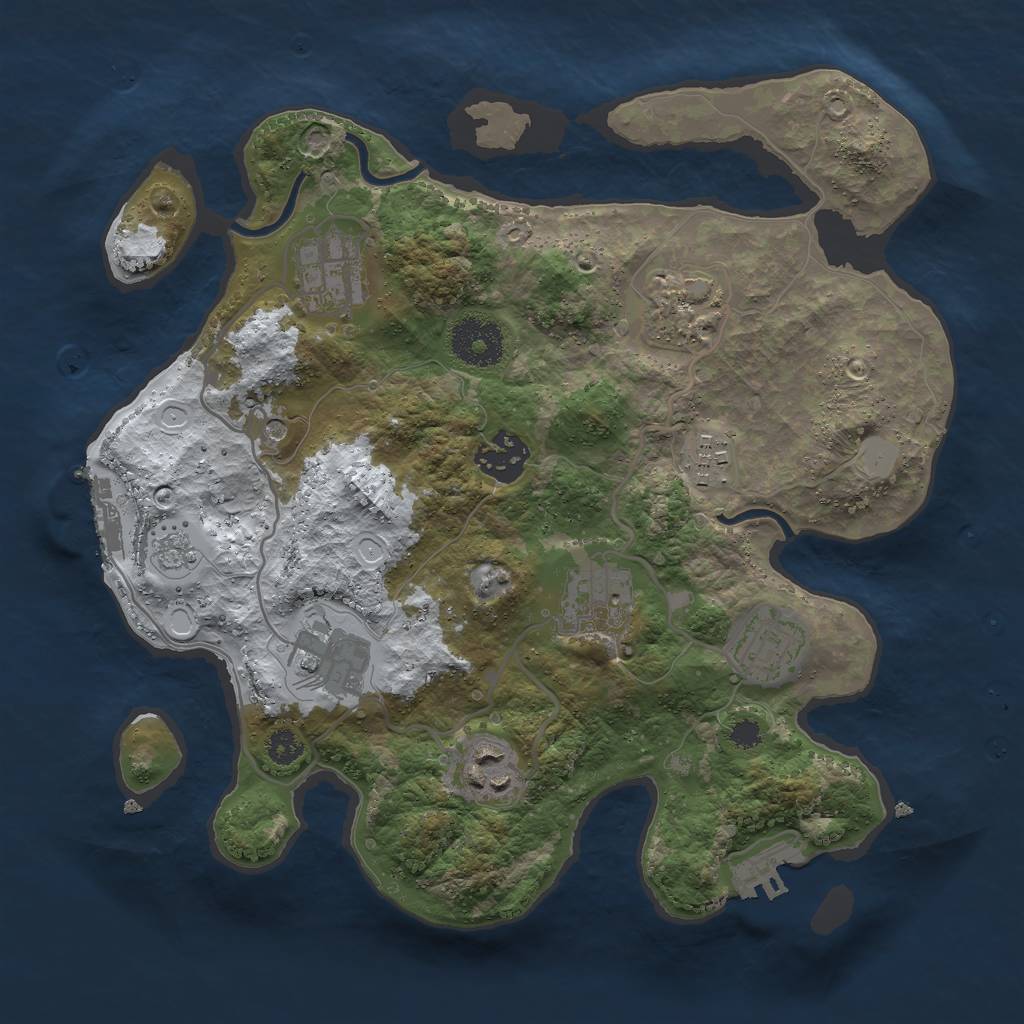 Rust Map: Procedural Map, Size: 3000, Seed: 50303, 17 Monuments