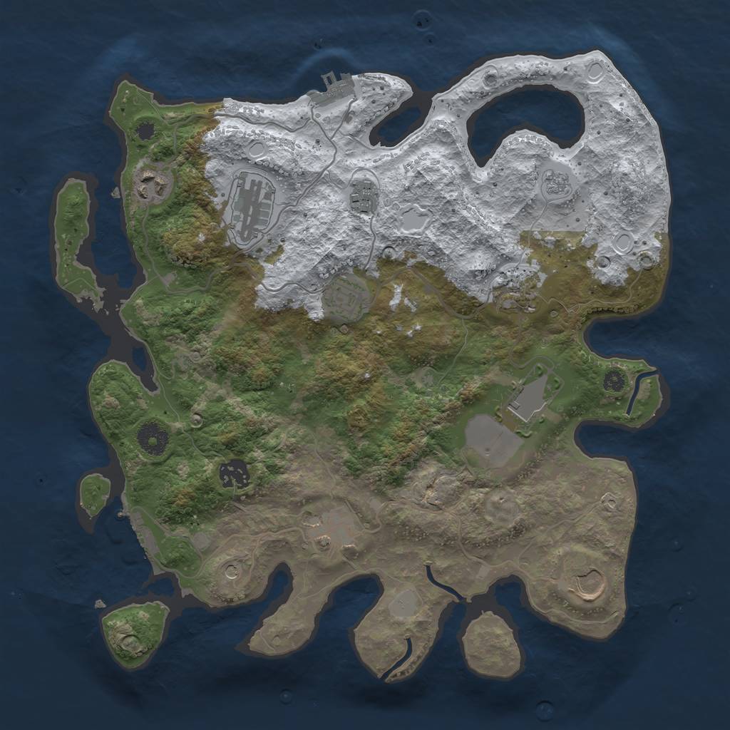 Rust Map: Procedural Map, Size: 3500, Seed: 2180647, 18 Monuments
