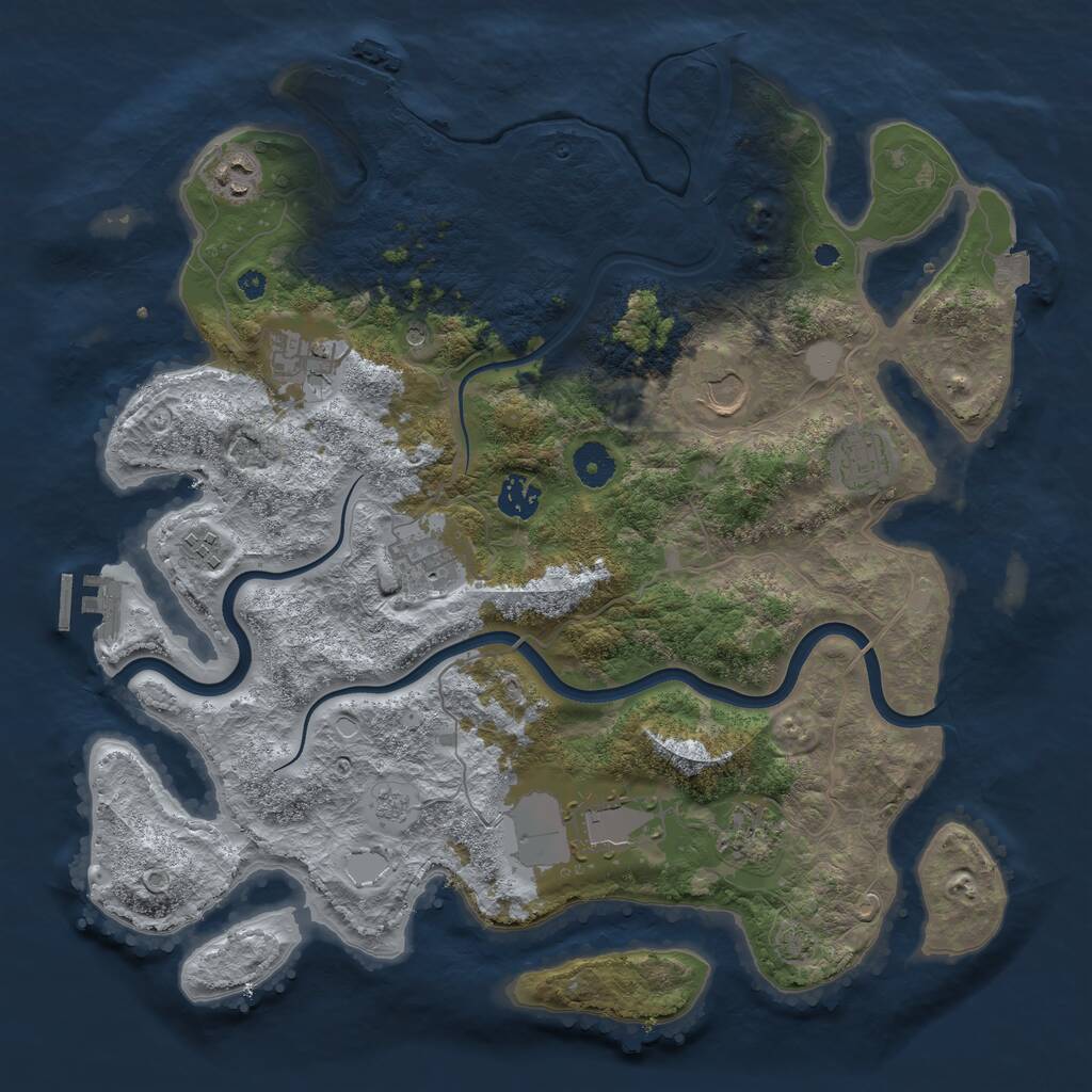 Rust Map: Procedural Map, Size: 3850, Seed: 174160543, 15 Monuments