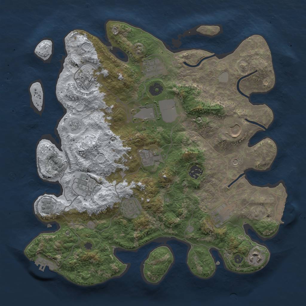 Rust Map: Procedural Map, Size: 3500, Seed: 406107718, 20 Monuments