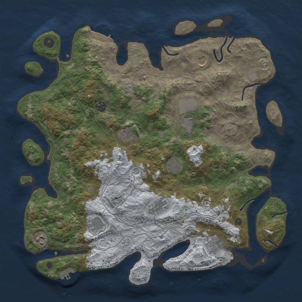 Rust Map: Procedural Map, Size: 4300, Seed: 345209958, 19 Monuments