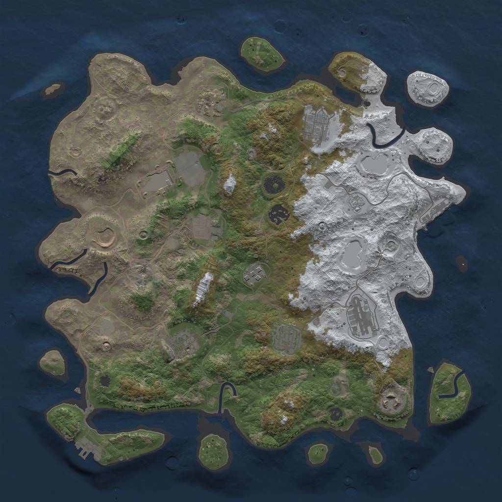 Rust Map: Procedural Map, Size: 3850, Seed: 1922125542, 20 Monuments