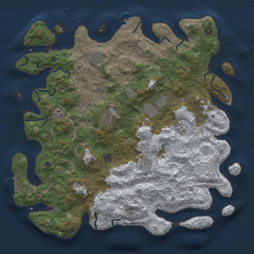 Rust Map: Procedural Map, Size: 4500, Seed: 1265959928, 18 Monuments