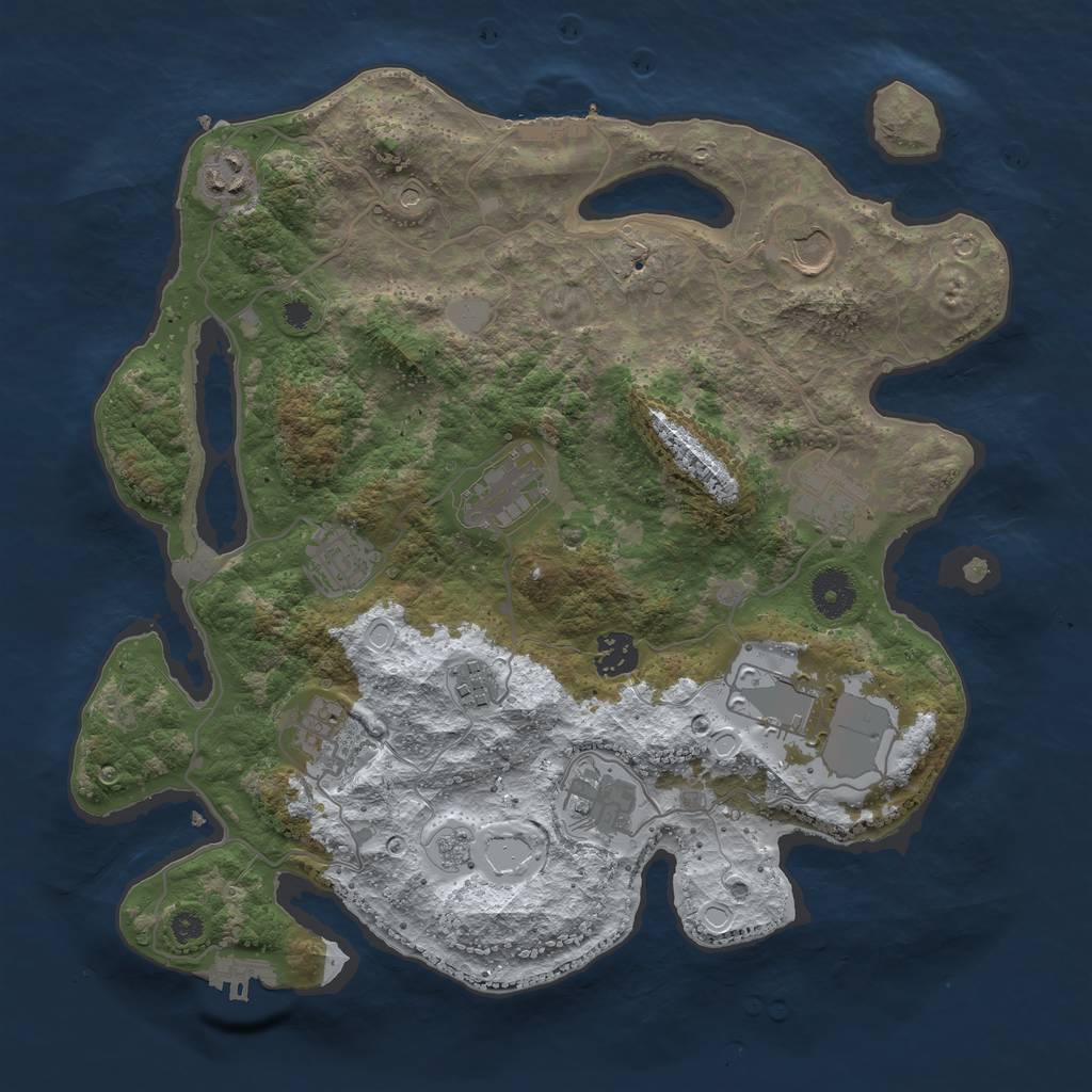 Rust Map: Procedural Map, Size: 3600, Seed: 908070586, 19 Monuments