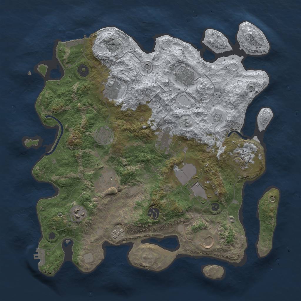 Rust Map: Procedural Map, Size: 3700, Seed: 6733, 20 Monuments