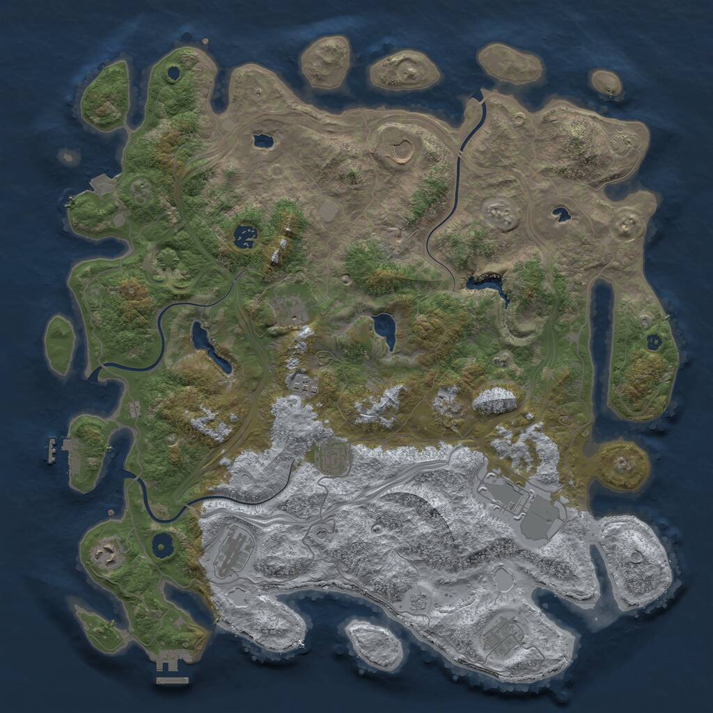 Rust Map: Procedural Map, Size: 4500, Seed: 76848805, 16 Monuments