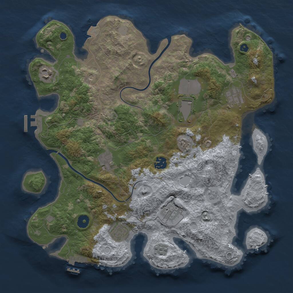 Rust Map: Procedural Map, Size: 3500, Seed: 445260130, 14 Monuments