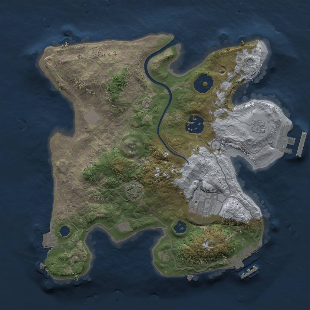 Rust Map: Procedural Map, Size: 2500, Seed: 1867738979, 7 Monuments