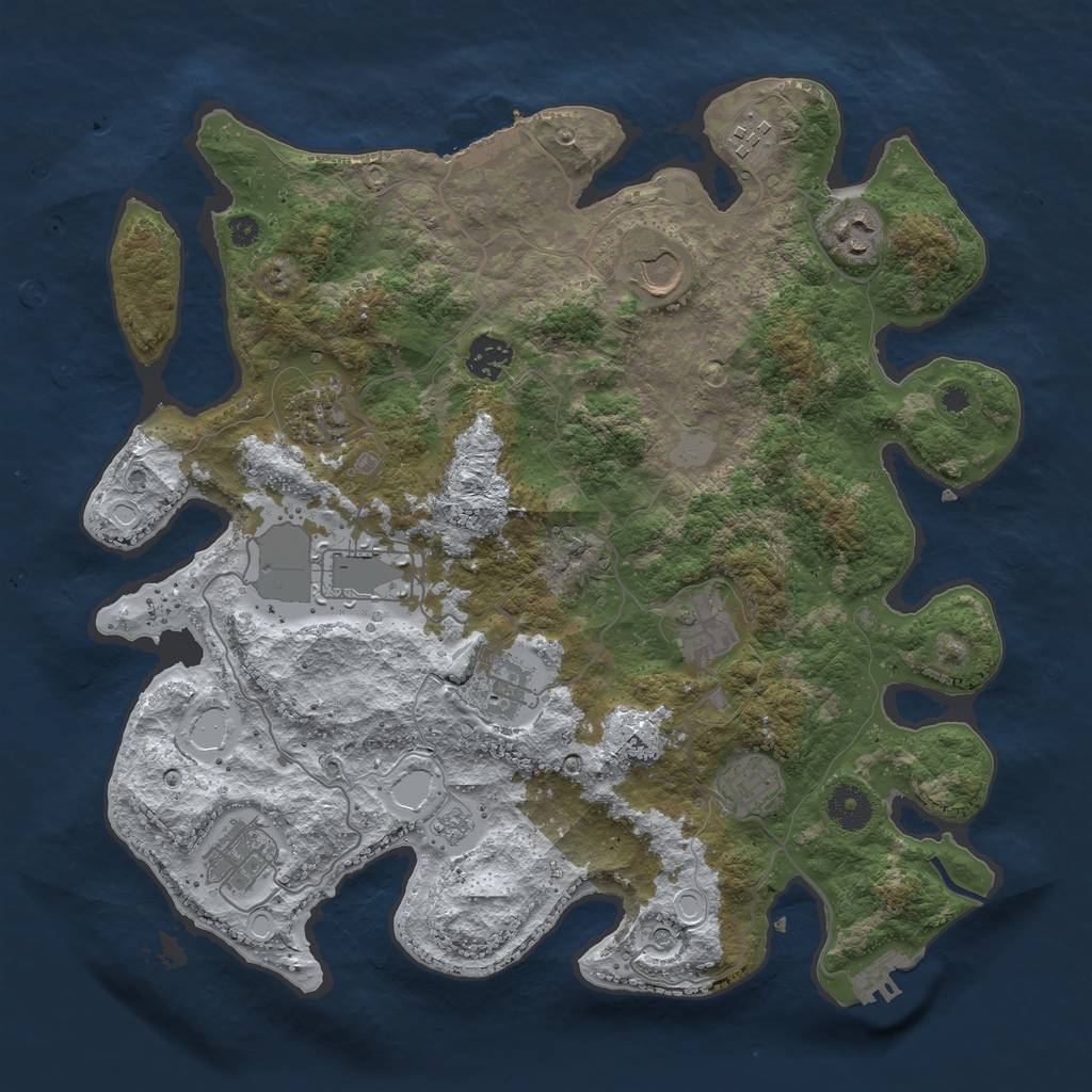Rust Map: Procedural Map, Size: 3700, Seed: 9999, 19 Monuments