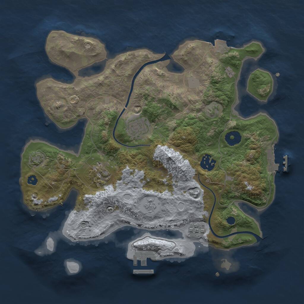 Rust Map: Procedural Map, Size: 3000, Seed: 1128945294, 9 Monuments