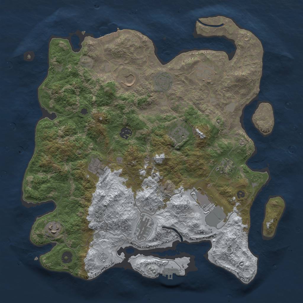 Rust Map: Procedural Map, Size: 3850, Seed: 1349600333, 20 Monuments