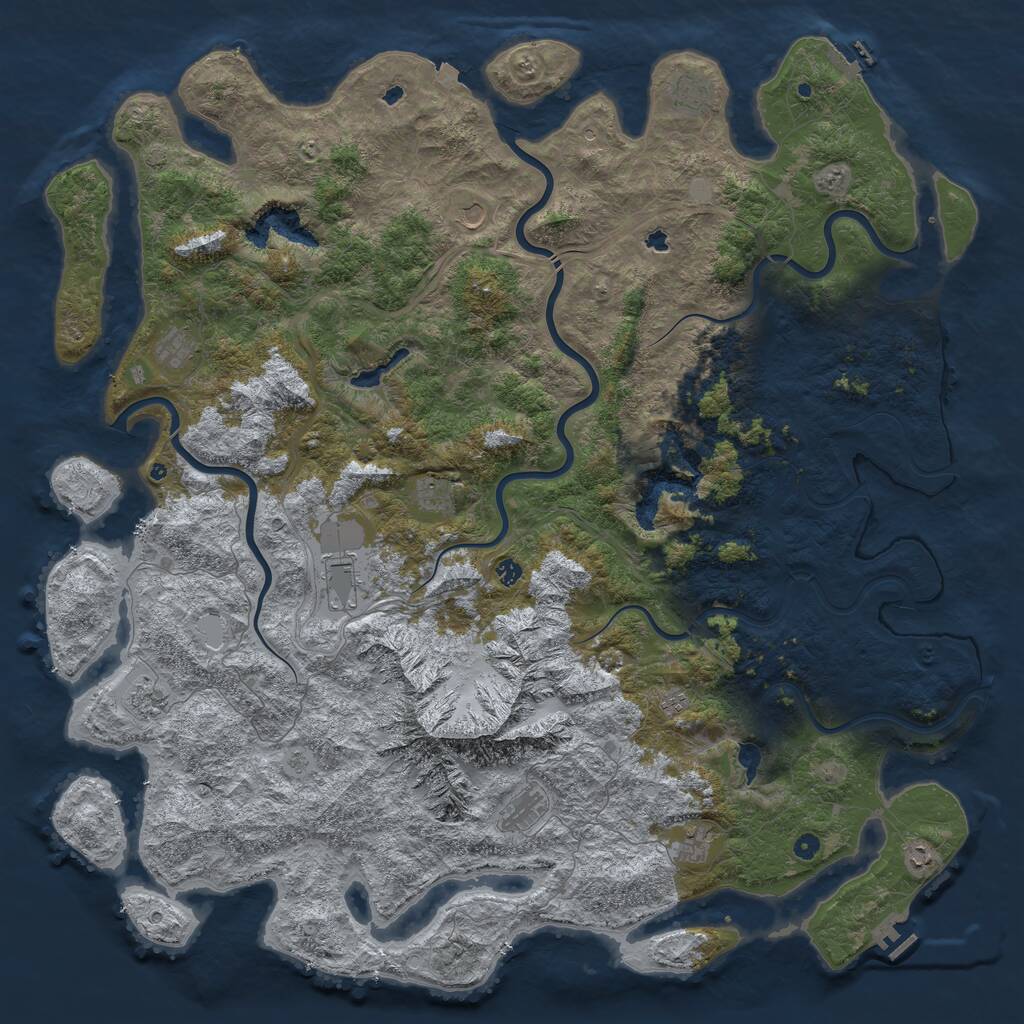 Rust Map: Procedural Map, Size: 6000, Seed: 694209754, 17 Monuments