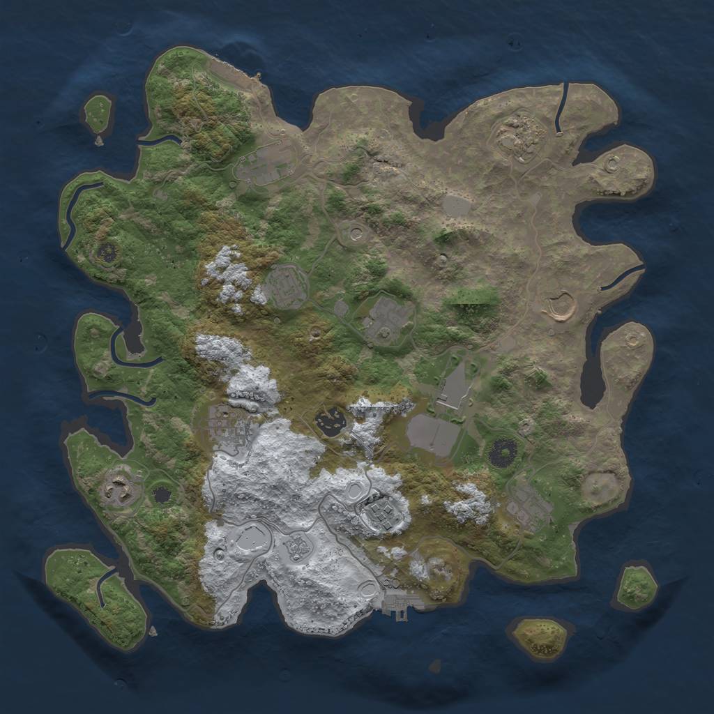 Rust Map: Procedural Map, Size: 3700, Seed: 743091733, 20 Monuments