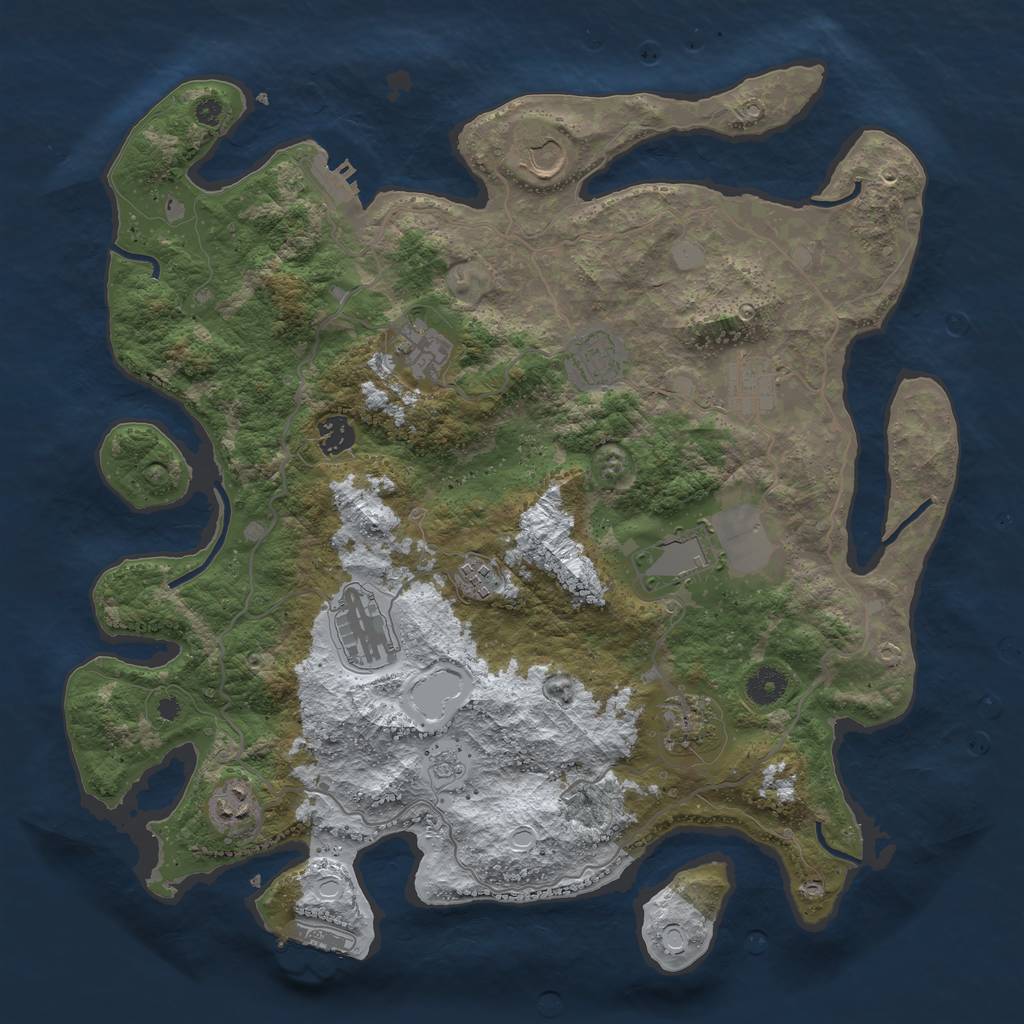 Rust Map: Procedural Map, Size: 4000, Seed: 54330, 18 Monuments