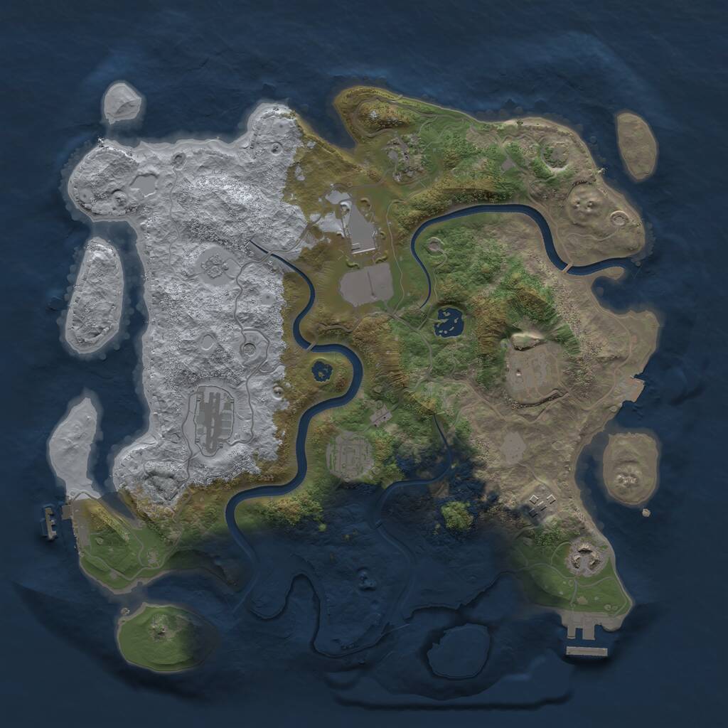 Rust Map: Procedural Map, Size: 3600, Seed: 2834445, 14 Monuments