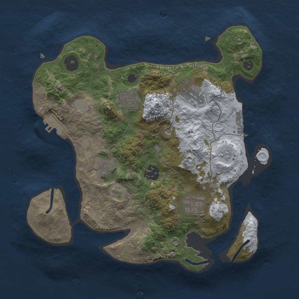 Rust Map: Procedural Map, Size: 3000, Seed: 23643, 14 Monuments