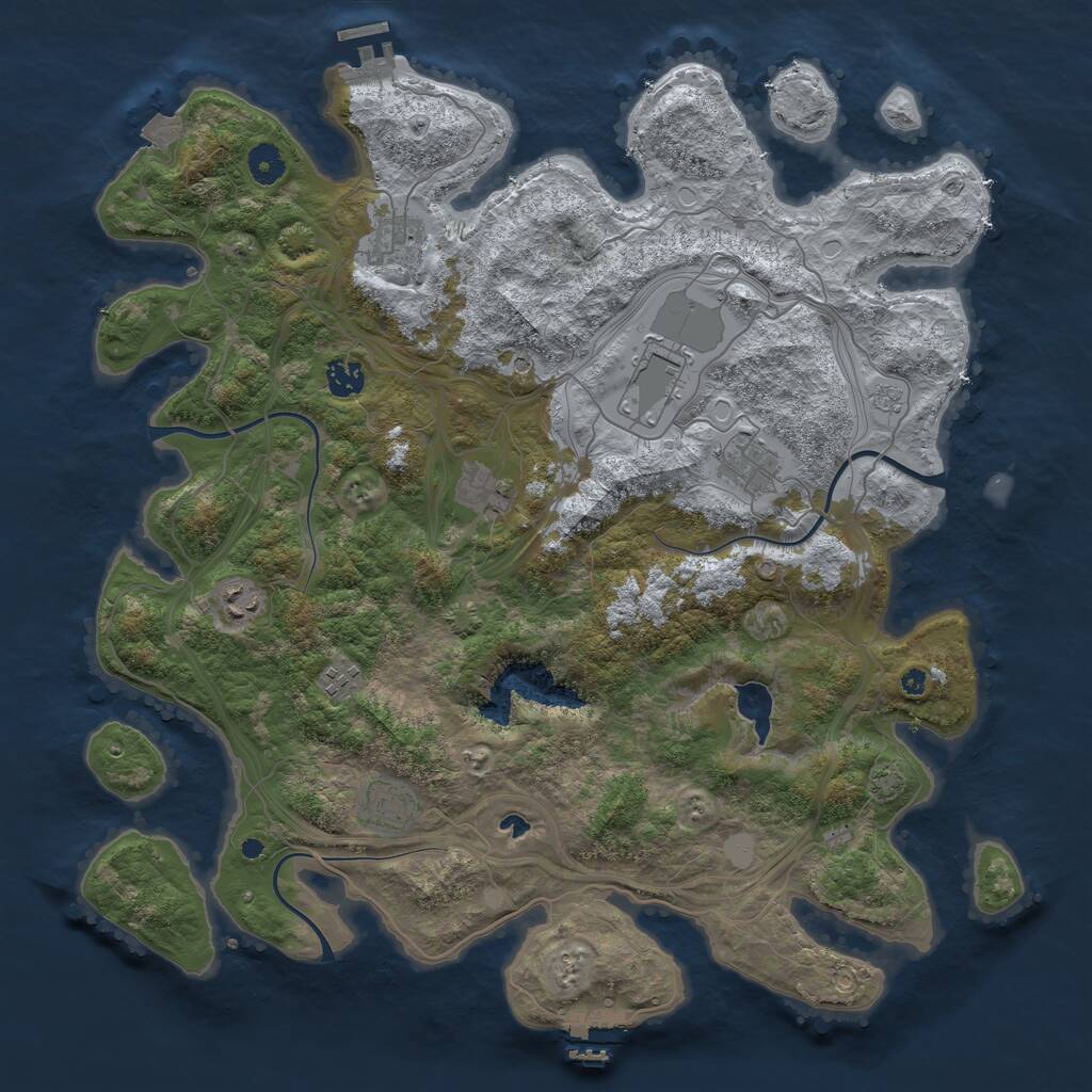 Rust Map: Procedural Map, Size: 4250, Seed: 1077286453, 14 Monuments