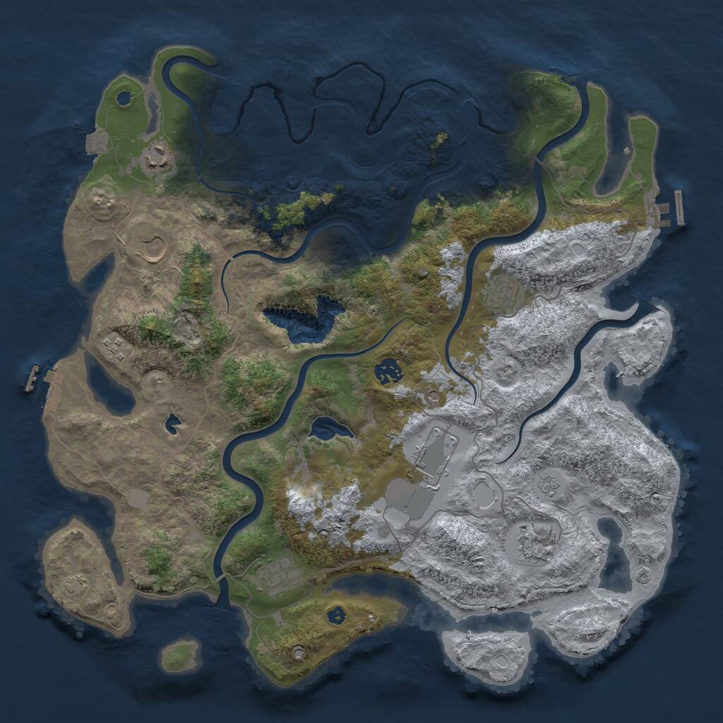 Rust Map: Procedural Map, Size: 4100, Seed: 132882145, 14 Monuments