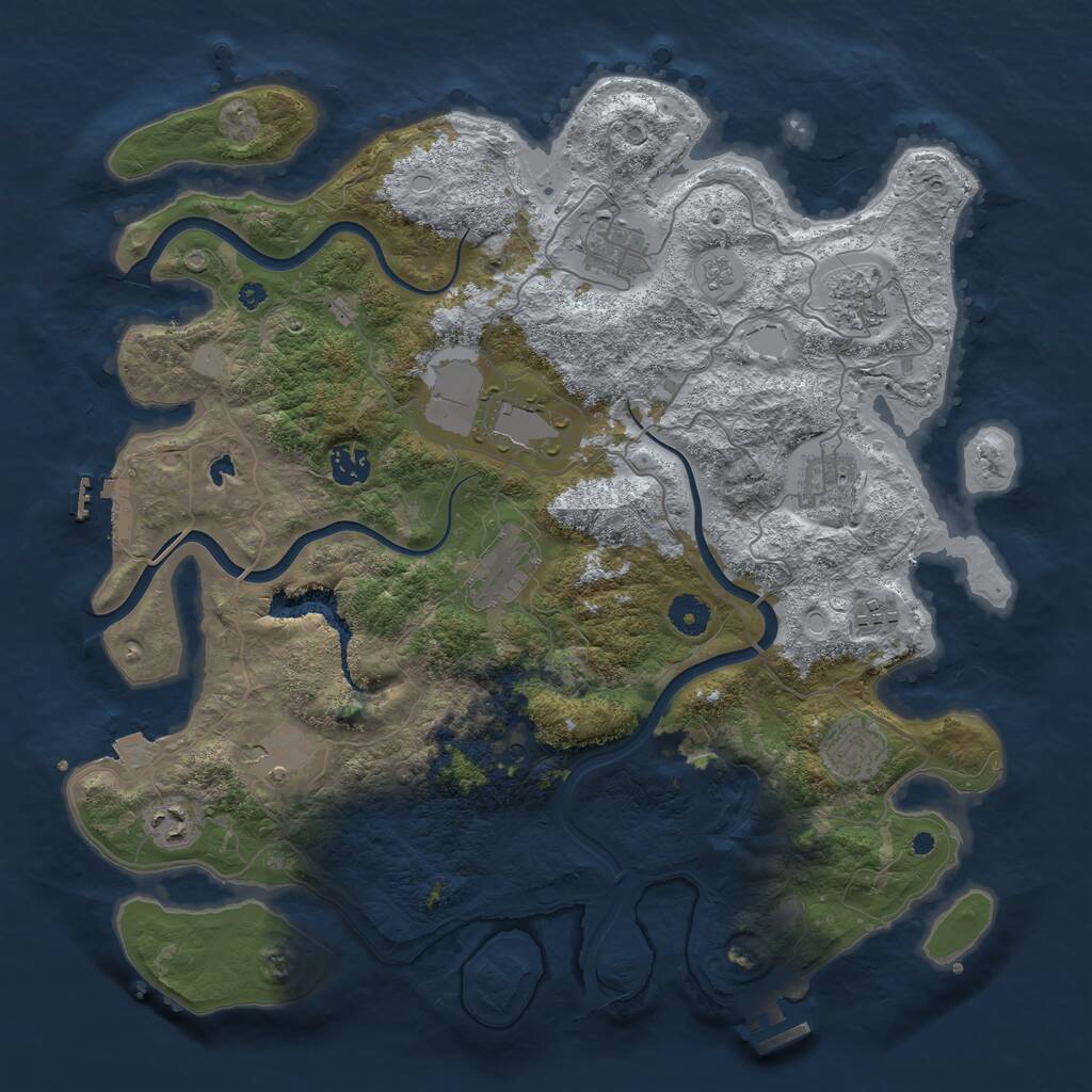 Rust Map: Procedural Map, Size: 4000, Seed: 2341234, 16 Monuments