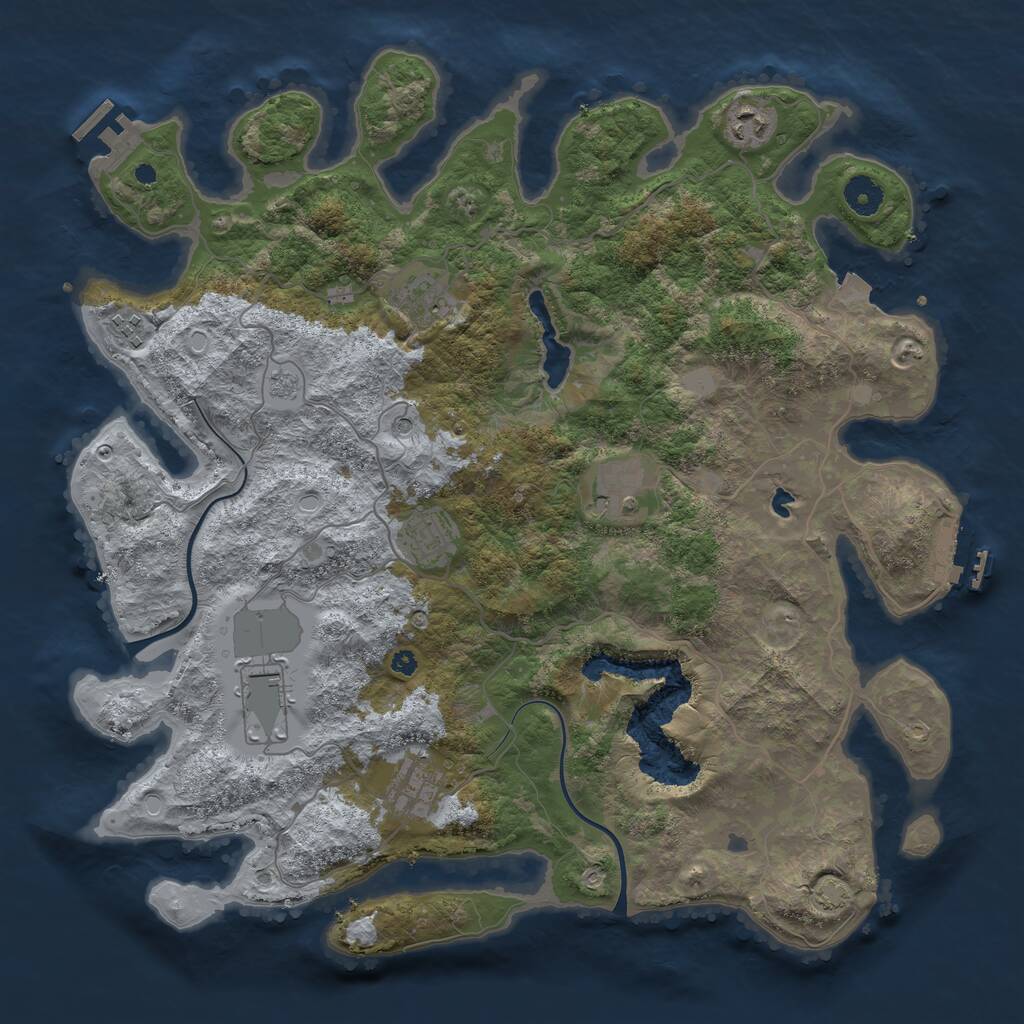 Rust Map: Procedural Map, Size: 4000, Seed: 51872, 13 Monuments