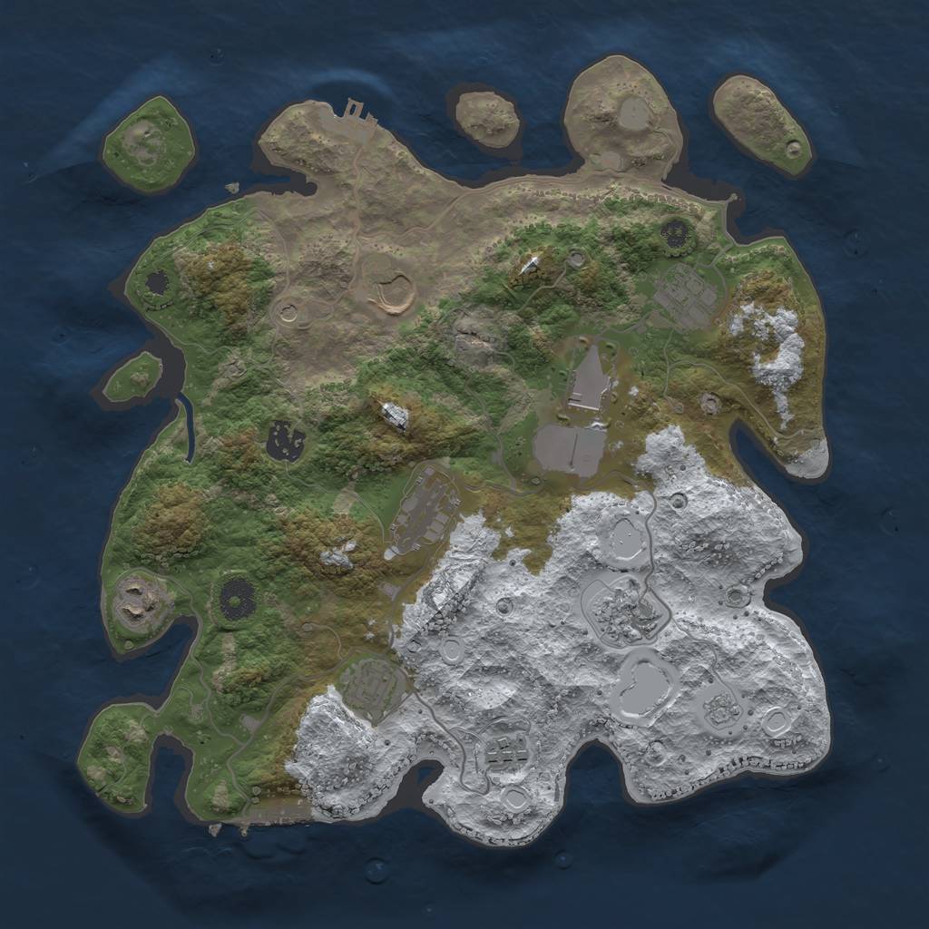 Rust Map: Procedural Map, Size: 3500, Seed: 13788, 18 Monuments