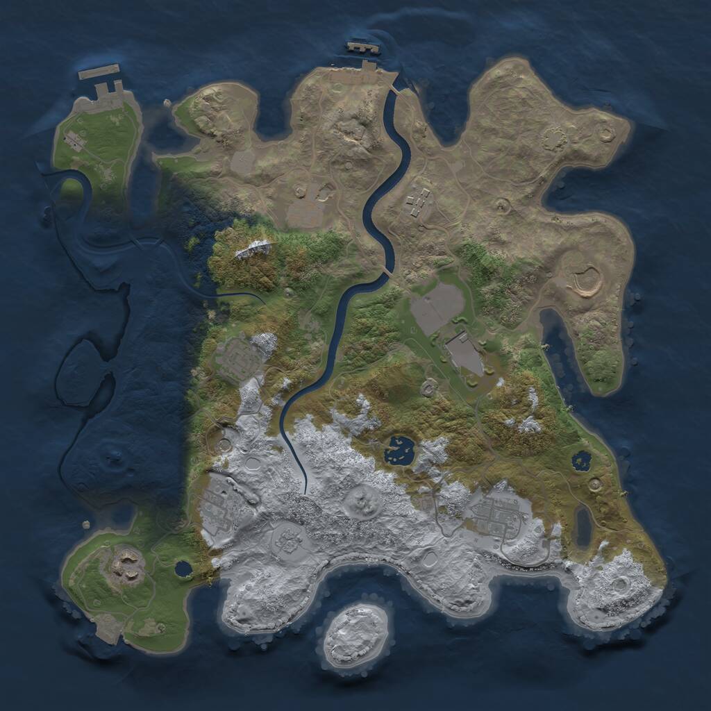 Rust Map: Procedural Map, Size: 3500, Seed: 456347, 15 Monuments