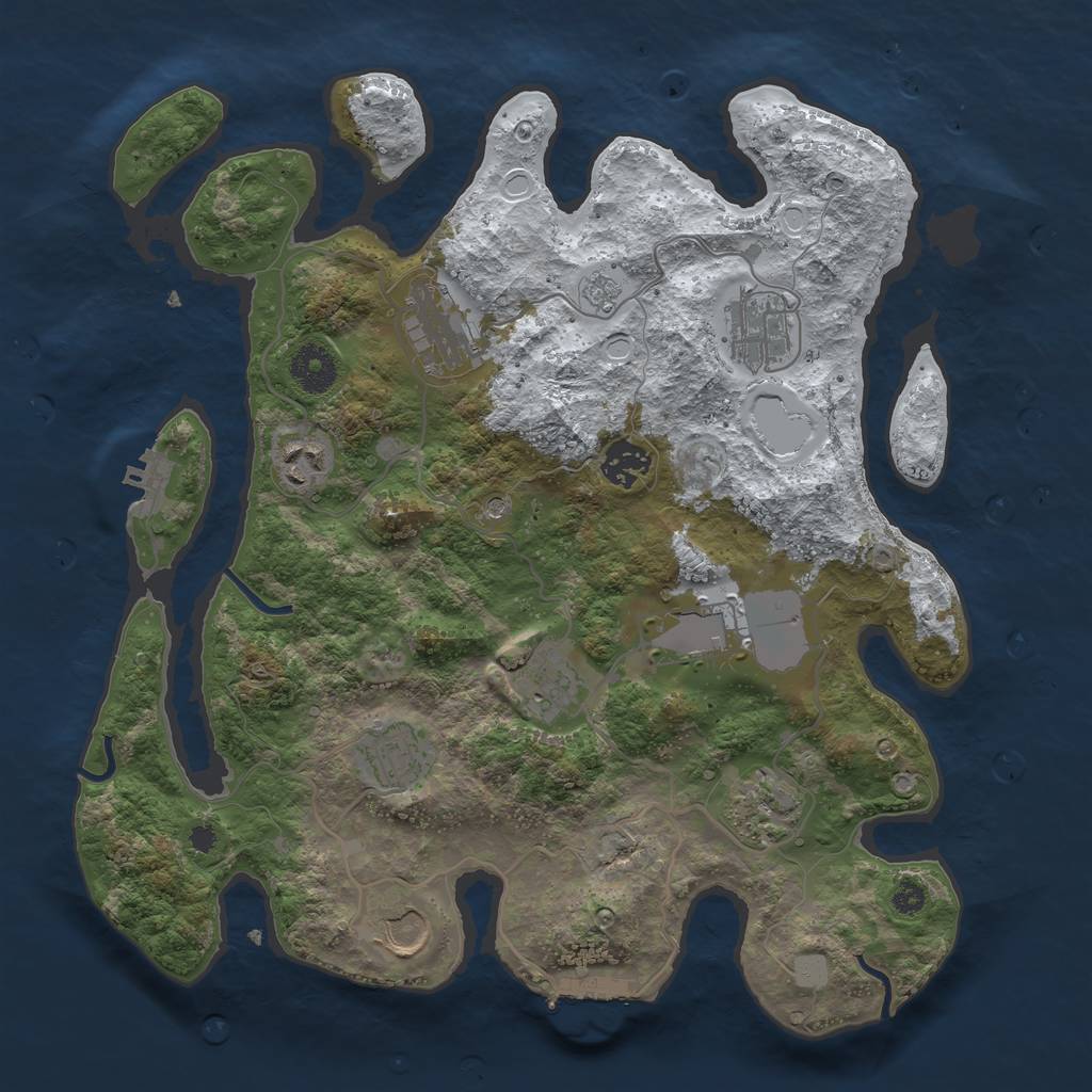 Rust Map: Procedural Map, Size: 3500, Seed: 486722, 18 Monuments