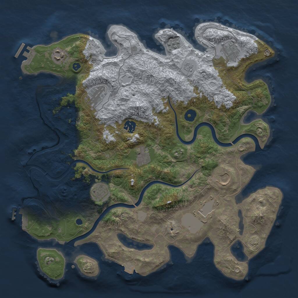 Rust Map: Procedural Map, Size: 3750, Seed: 2088238005, 15 Monuments