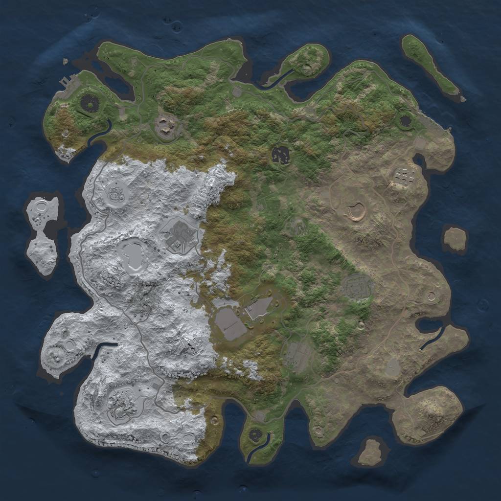 Rust Map: Procedural Map, Size: 4000, Seed: 21164269, 18 Monuments