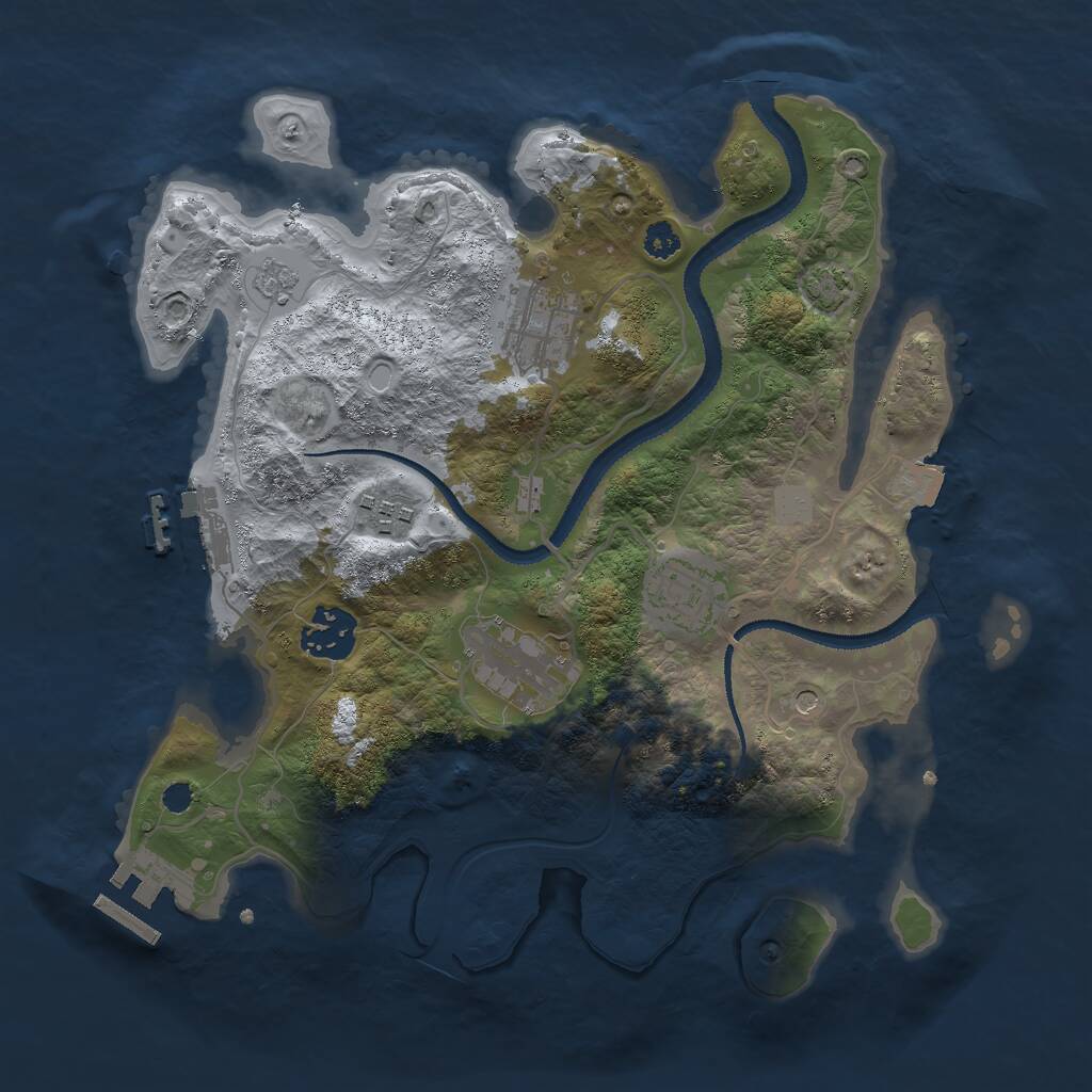 Rust Map: Procedural Map, Size: 3000, Seed: 22591, 11 Monuments